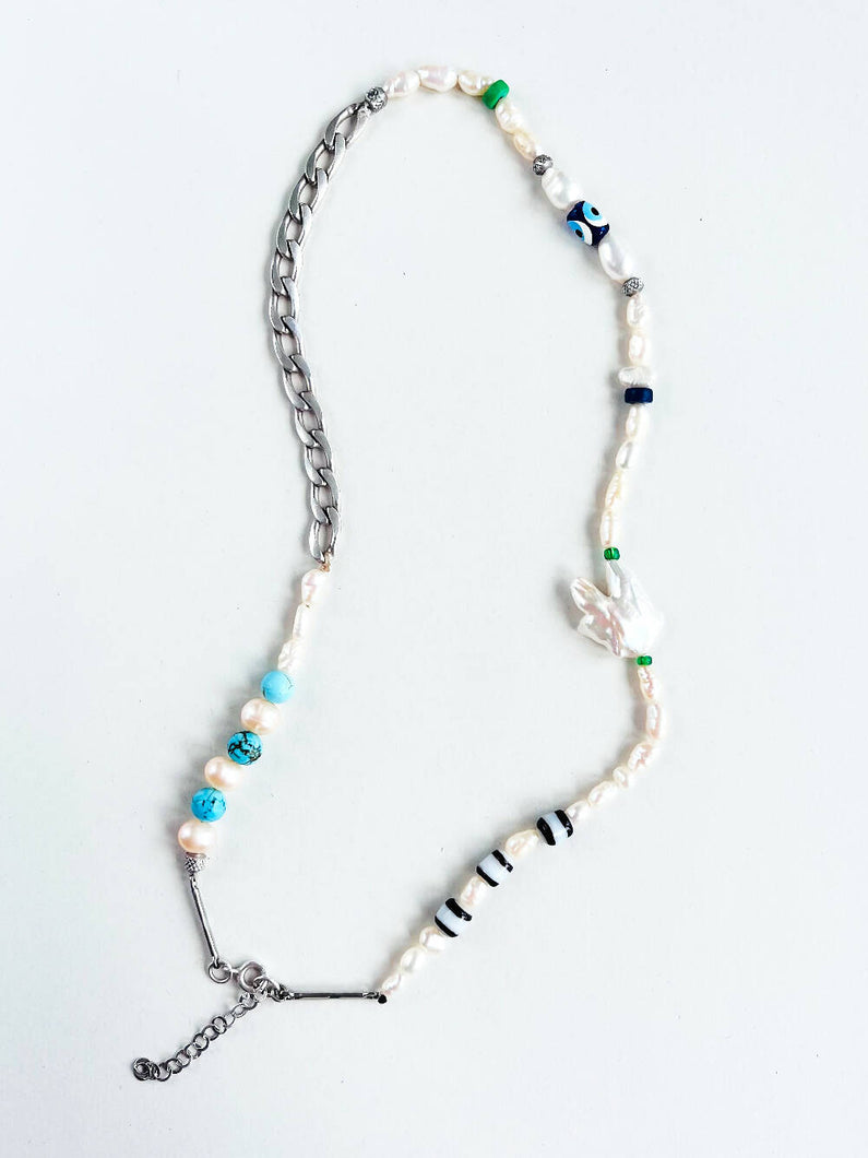 Load image into Gallery viewer, SHUV SHUV pearl, glass and silver necklace