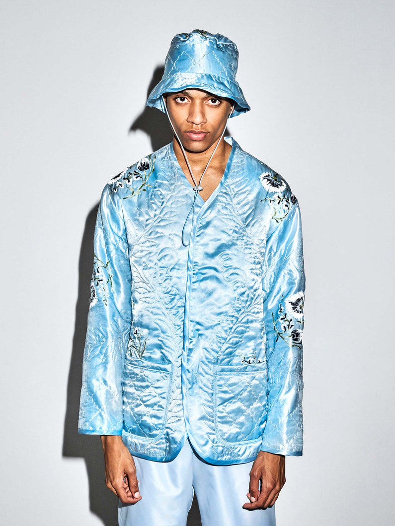 Load image into Gallery viewer, Kemkes Bucket hat light blue quilt shine