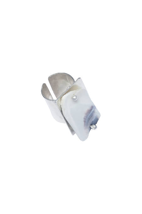Mia Larsson Oyster Silver Rectangle Ring