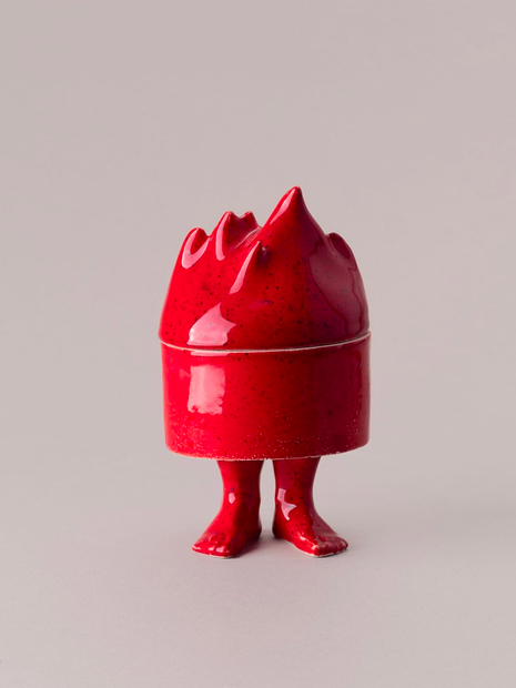 Pat Guzik Red Ceramic Candle