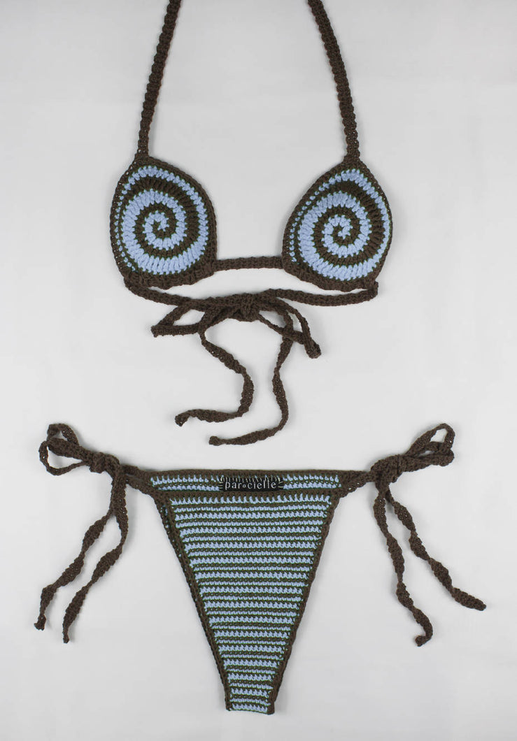 Load image into Gallery viewer, Par Cielle Chocolate &amp; Breeze Swirly Bikini