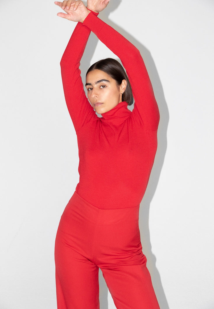 Load image into Gallery viewer, Rhea Red Roll Neck