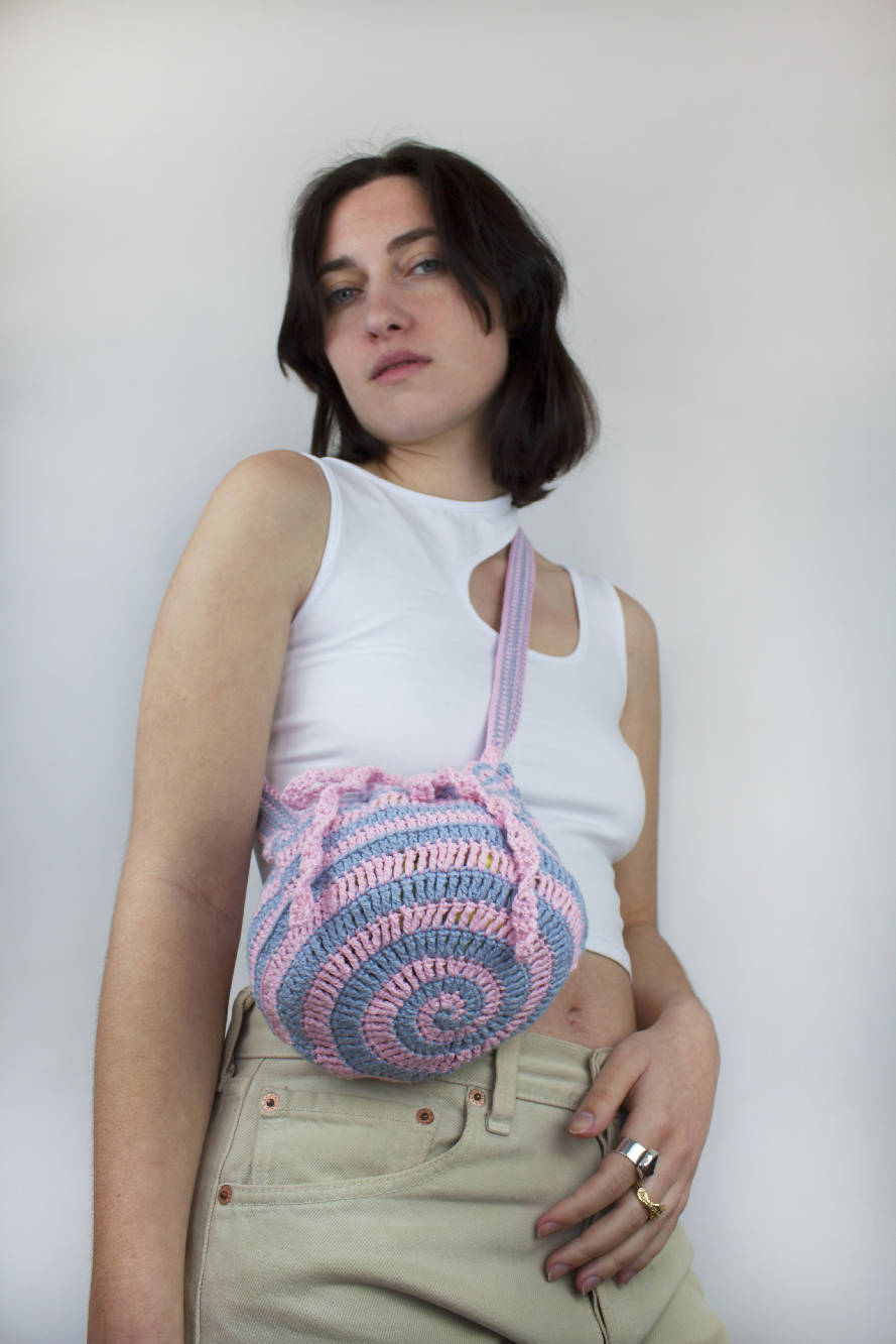 Par Cielle Swirly Pink & Blue Drawstring Bag