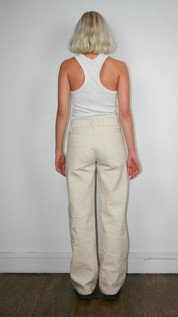 Load image into Gallery viewer, Krem Editions Relaxed Low Waist Off White Jeans
