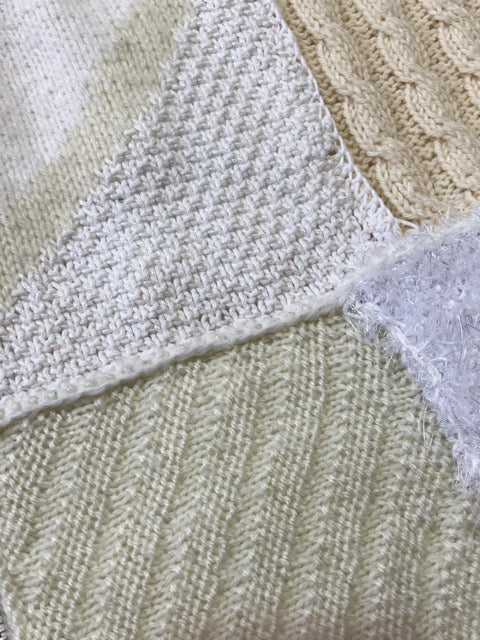 Kemkes Patchwork knitted zip trough cardigan beige