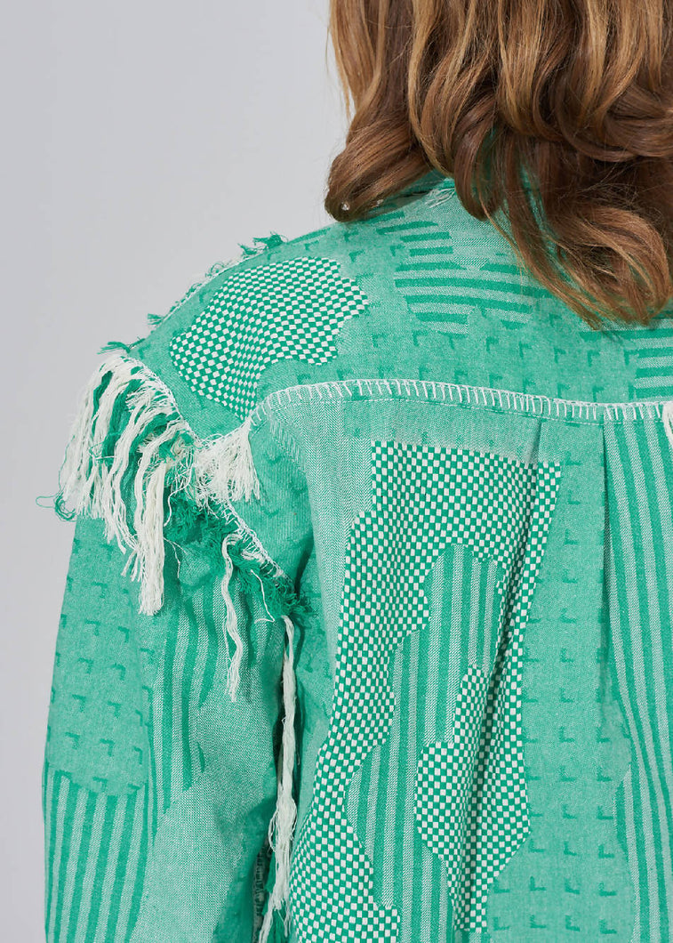 Load image into Gallery viewer, Stem Edition 1 Shirt Green Fringe Jacket