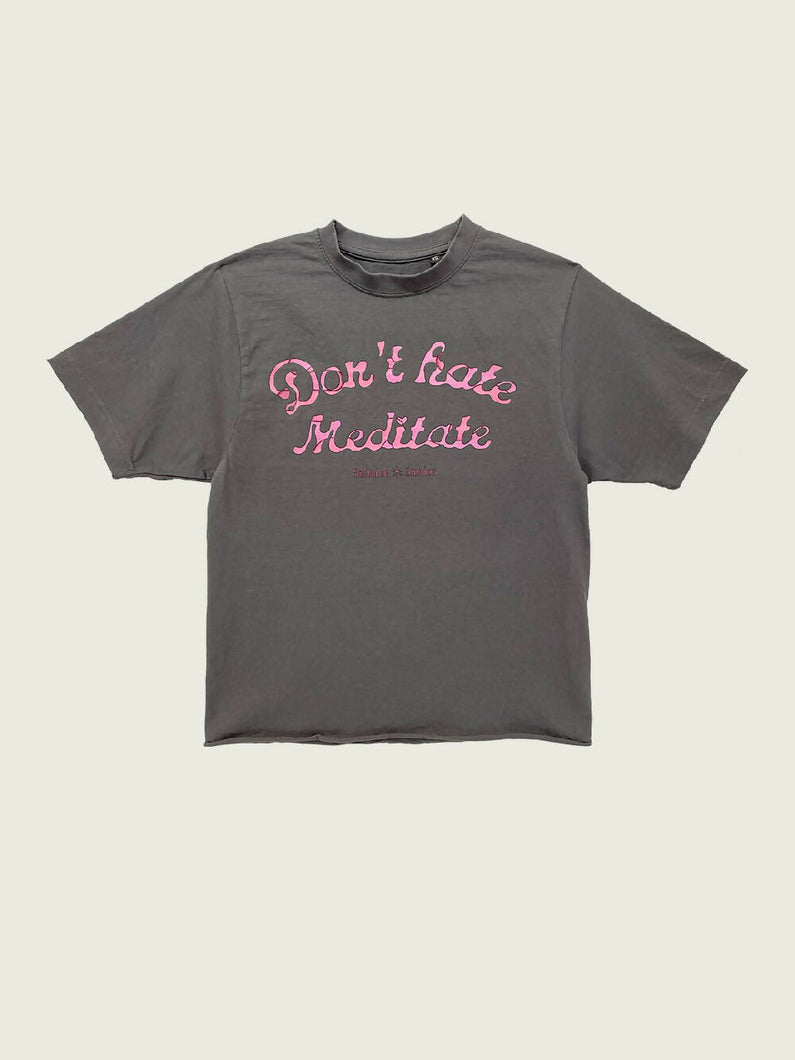 Load image into Gallery viewer, Solitude Studios &#39;Don&#39;t Hate Meditate&#39; T-Shirt Grey/Purple