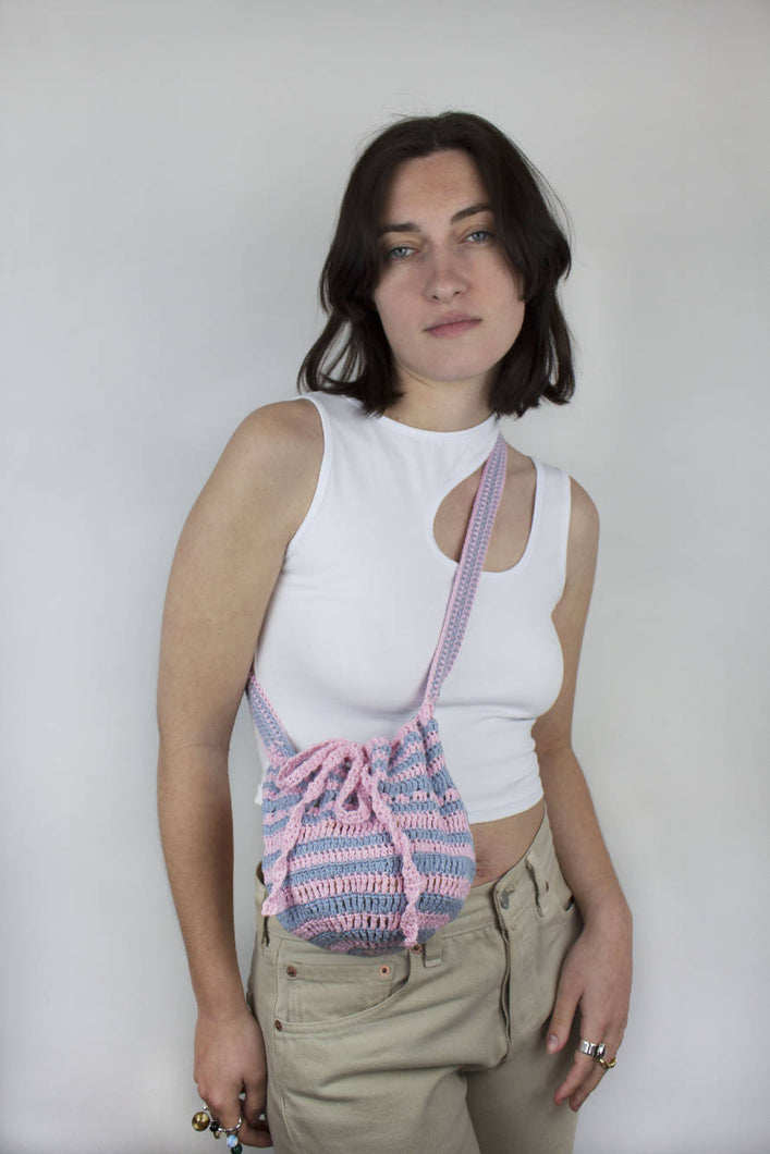 Load image into Gallery viewer, Par Cielle Swirly Pink &amp; Blue Drawstring Bag