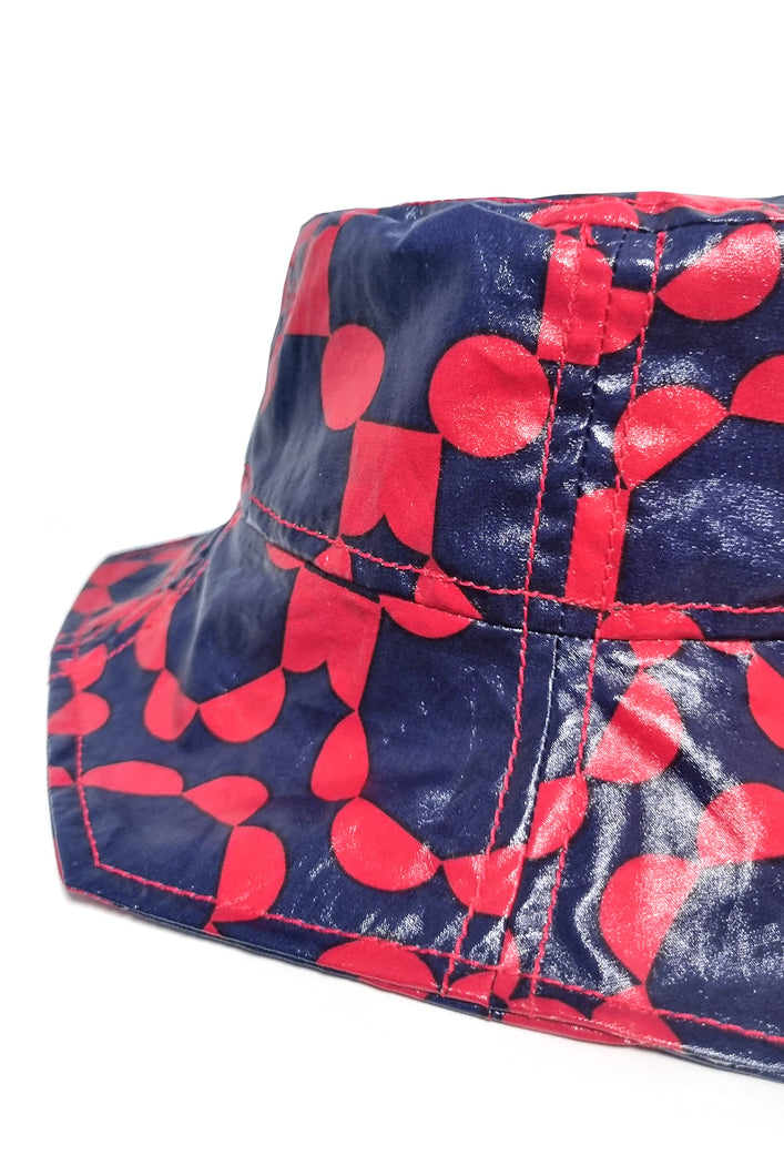 Load image into Gallery viewer, 1800 Gallons LIMITED Red &amp; Navy Upcyled Raincoat Hexy Hat