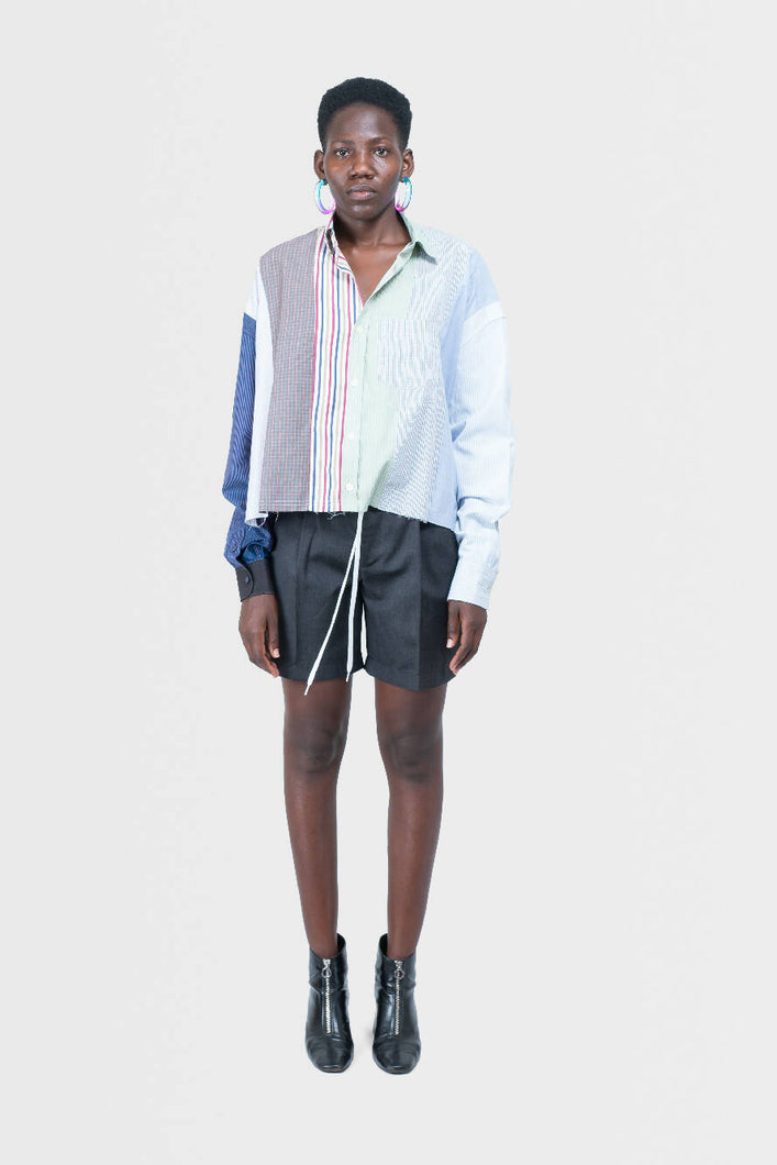 Load image into Gallery viewer, Buzigahill Mbirizi Striped Patchwork Shirt