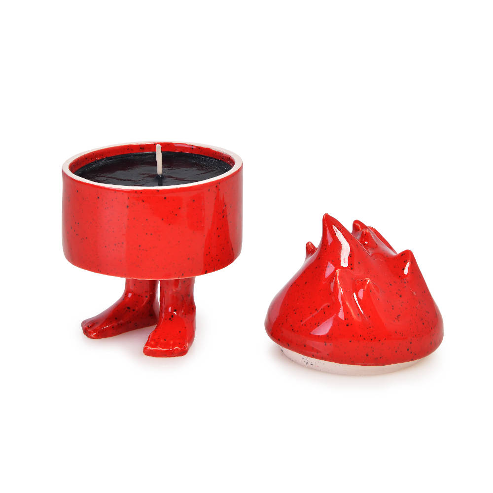 Pat Guzik Red Ceramic Candle