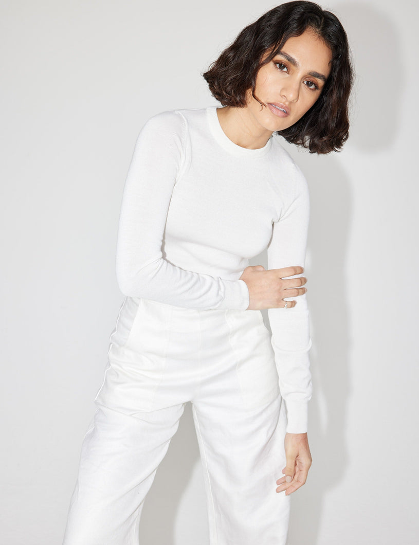 Load image into Gallery viewer, Rhea White Long Sleeve Crew