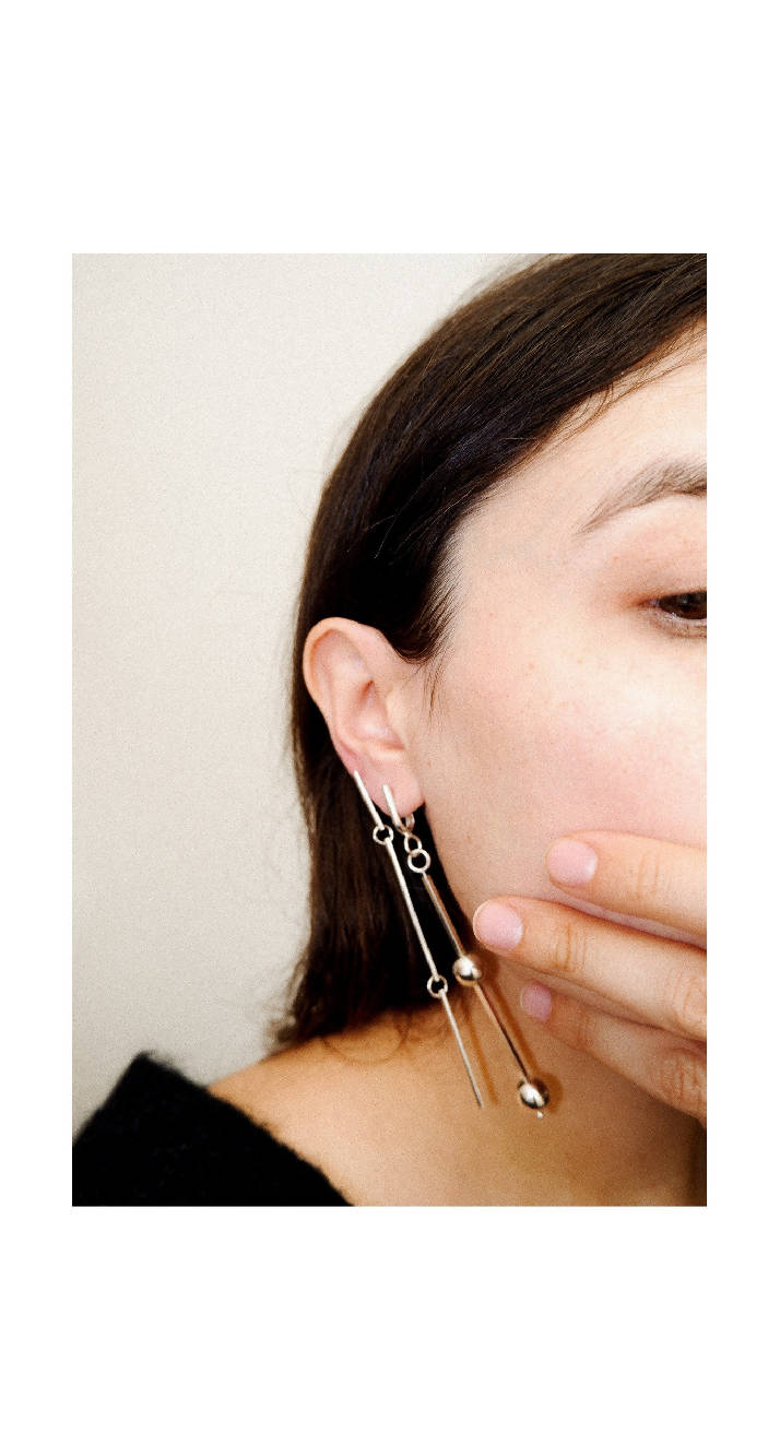 Nona Recycled Silver Double Line Earring