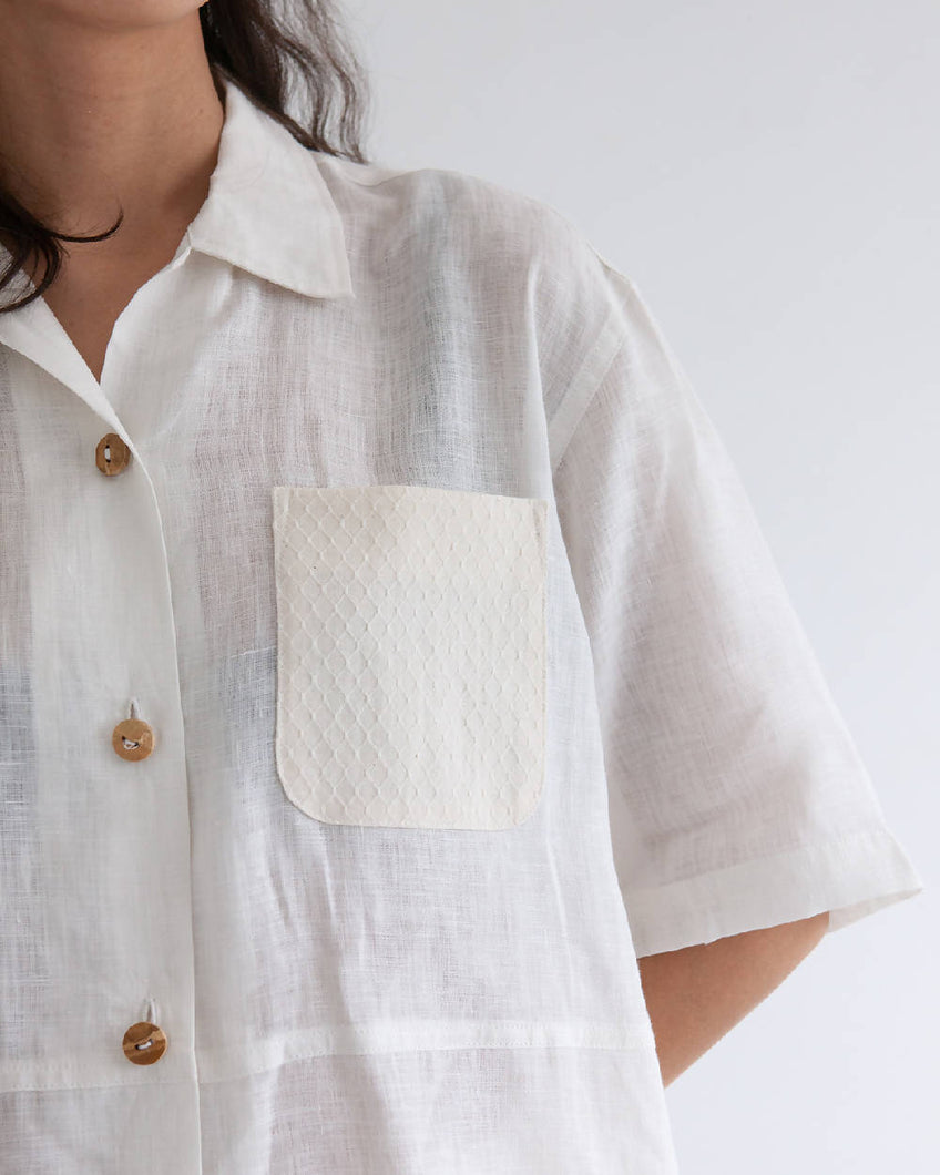 Load image into Gallery viewer, W&#39;menswear White Unisex Linen Rec Shirt