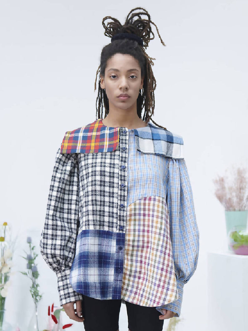 Load image into Gallery viewer, Cavia Plaid Patchwork Shirt Dorothy