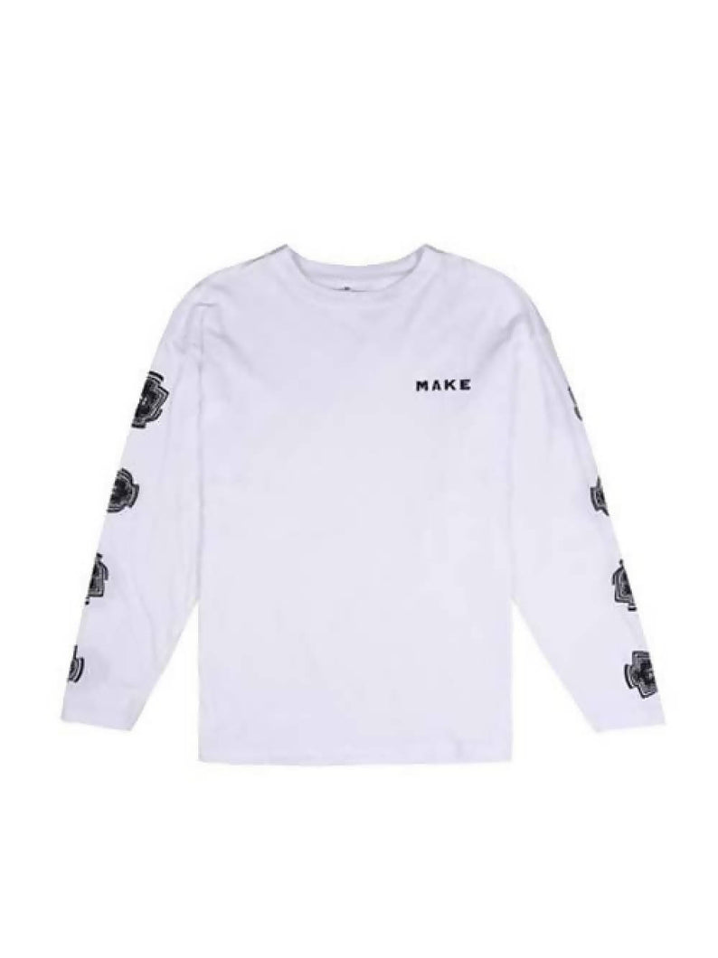 Load image into Gallery viewer, Make Graphic White Longsleeve T-Shirt