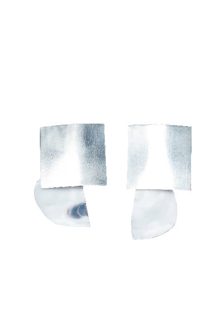 Mia Larsson White Oyster Big Silver Square Earring