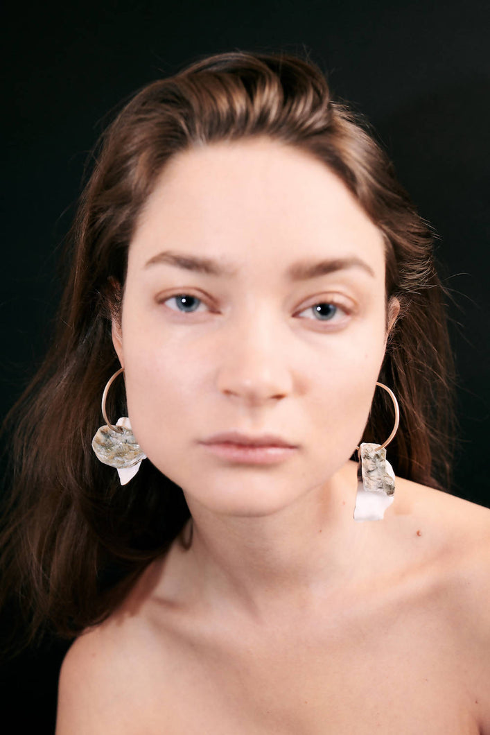 Load image into Gallery viewer, Mia Larsson Oyster Silver Hoops