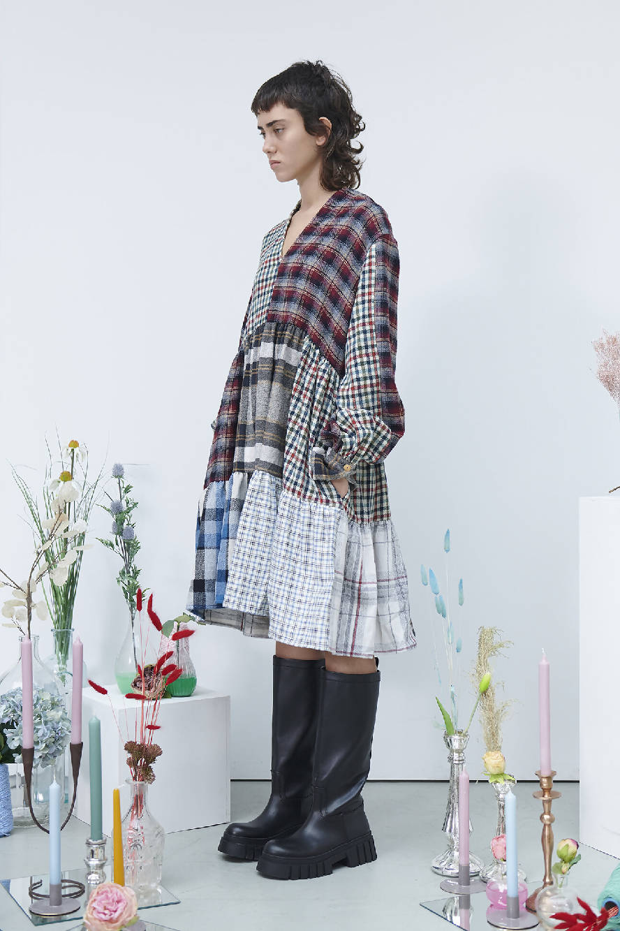 Cavia Plaid Patchwork Dress Mafalda