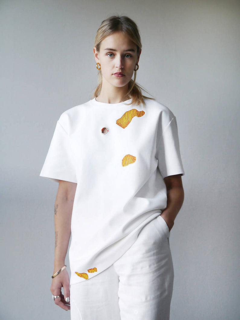 Load image into Gallery viewer, Studio Mend Vintage White Mended Acne T-Shirt