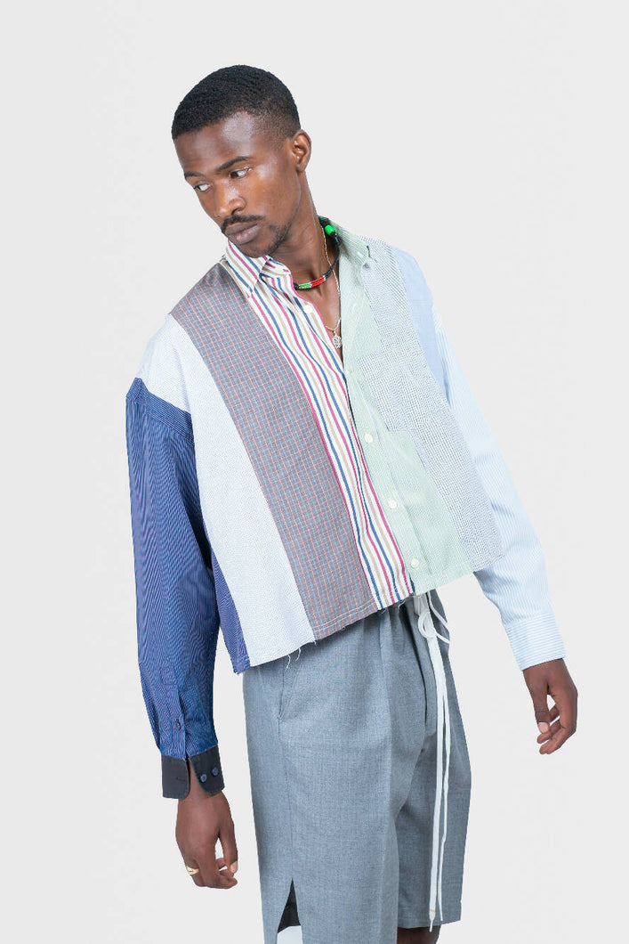 Load image into Gallery viewer, Buzigahill Mbirizi Striped Patchwork Shirt