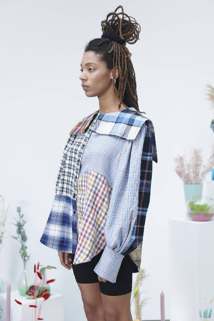 Load image into Gallery viewer, Cavia Plaid Patchwork Shirt Dorothy