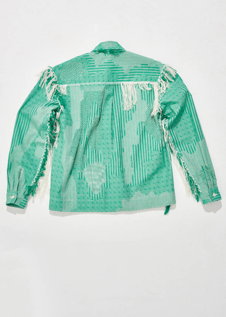 Load image into Gallery viewer, Stem Edition 1 Shirt Green Fringe Jacket