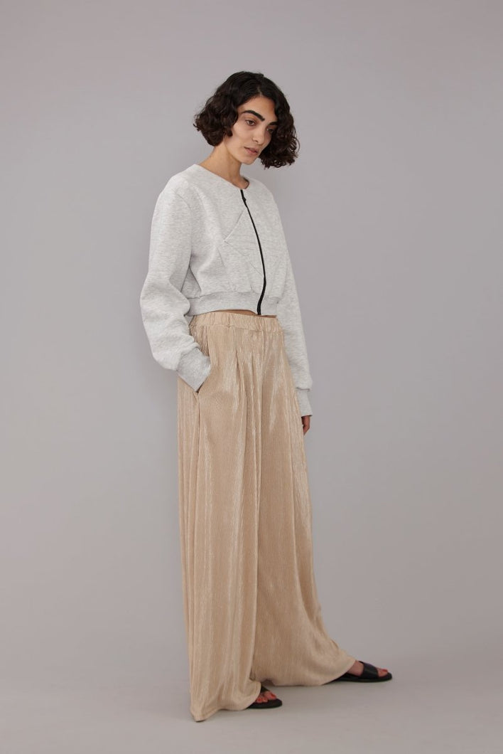 Load image into Gallery viewer, Harem Beige Plisse Trousers