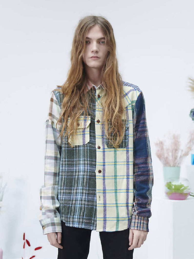 Load image into Gallery viewer, Cavia Plaid Patchwork Shirt Ludo