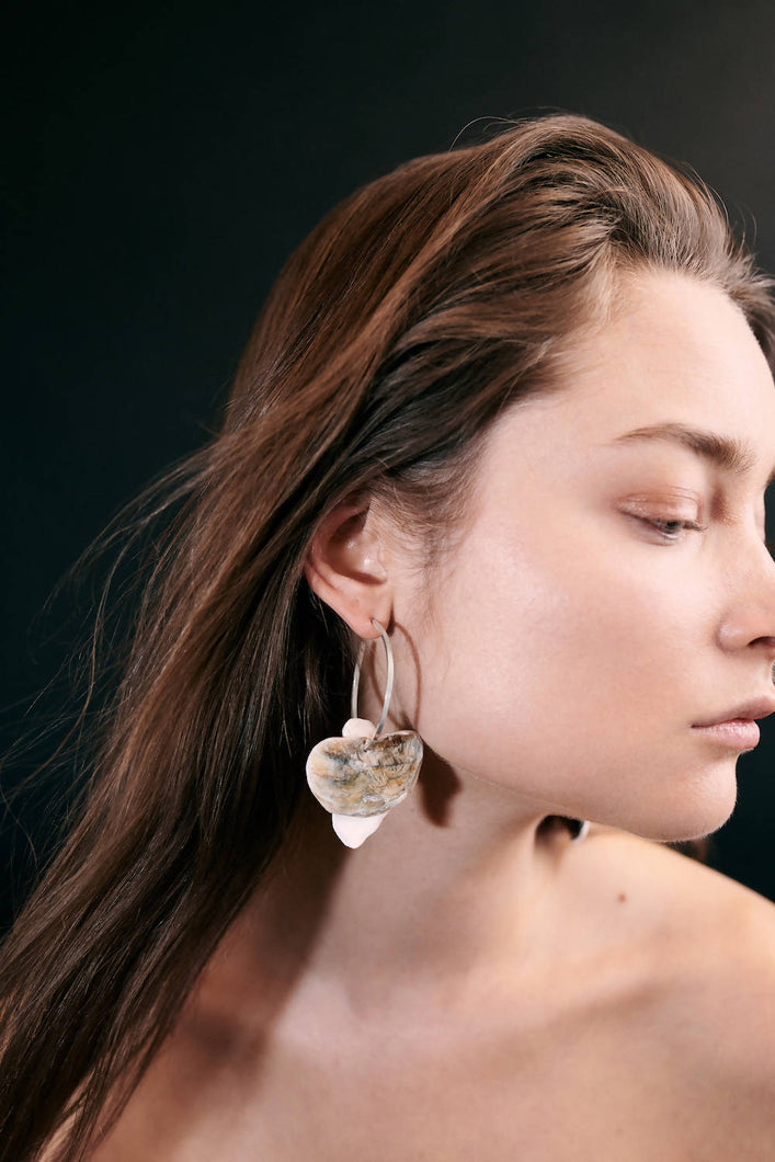 Load image into Gallery viewer, Mia Larsson Oyster Silver Hoops