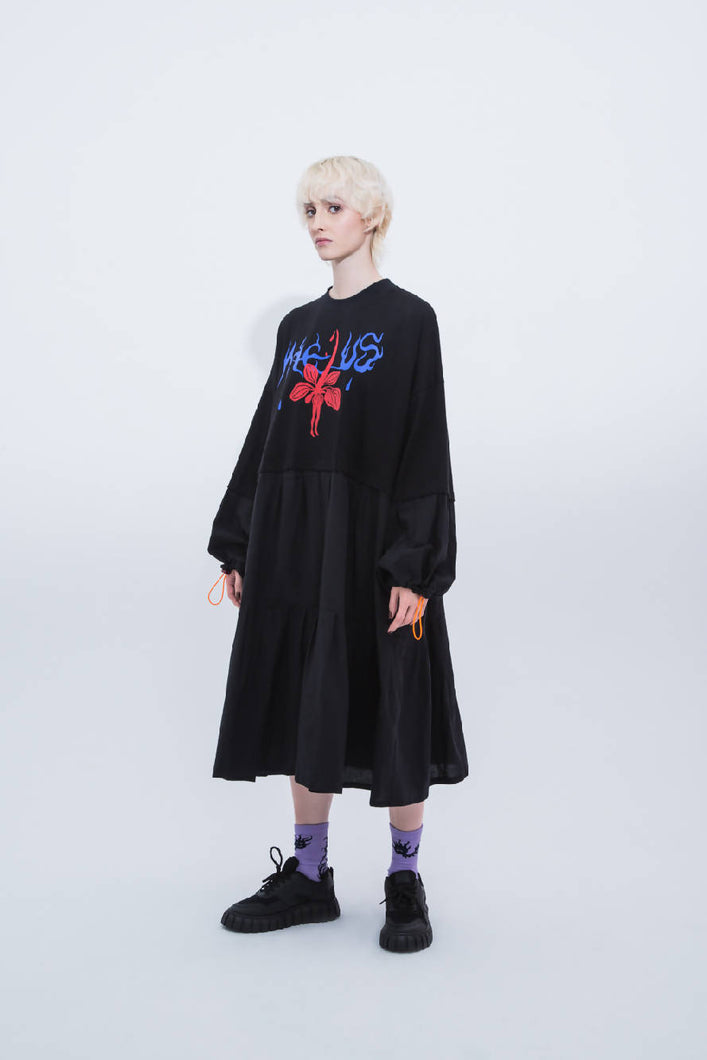 Load image into Gallery viewer, Pat Guzik Black Over the clouds Dress